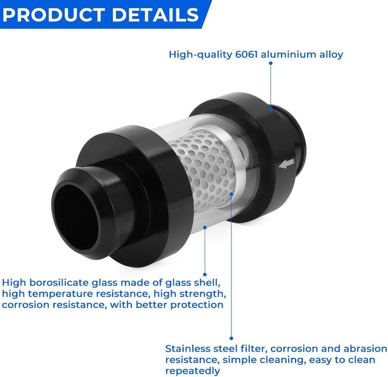 WIKIBB 1-1/2" Universal Filter Inline Heater Core Coolant Filter and Inspection System Stainless Steel Filter Mesh Matching Fixture - Image 5